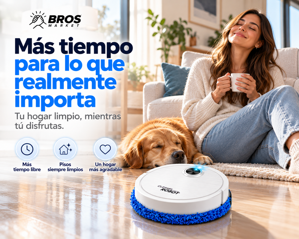 Clean Robot Limpiador Con Mopa Recargable - Limpieza práctica con un solo botón