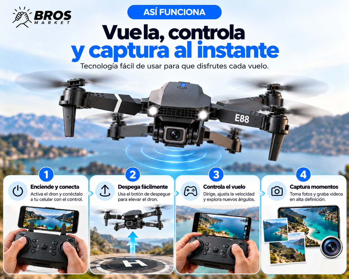 SkyPro E88 Drone Con Camara Dual - Convierte cada vuelo en una aventura