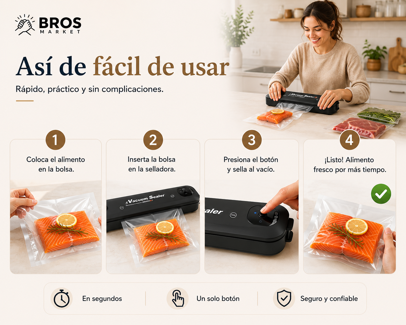 SELLADORA AL VACÍO + 5 Bolsas de Regalo