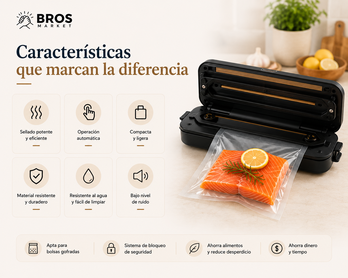 SELLADORA AL VACÍO + 5 Bolsas de Regalo
