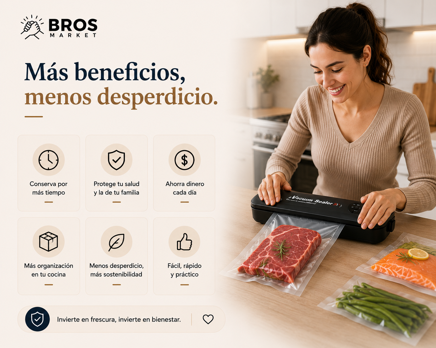 SELLADORA AL VACÍO + 5 Bolsas de Regalo