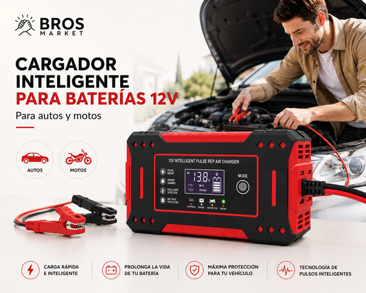 Cargador de Baterías Inteligente para Auto y Moto