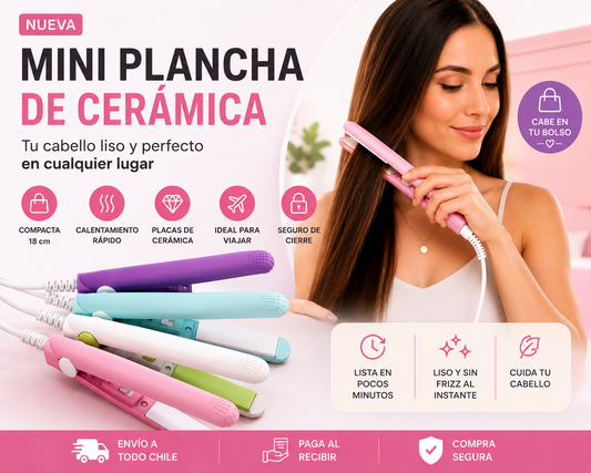 Mini Plancha de Cerámica para el Cabello