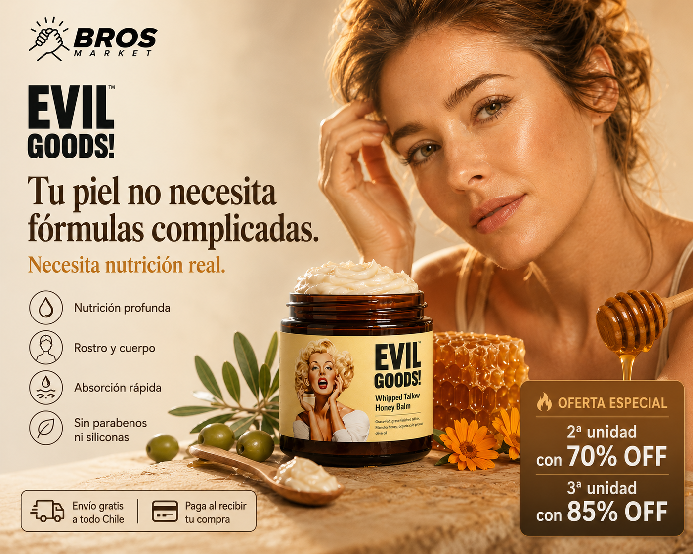 Evil Goods - Bálsamo Nutritivo Premium de Sebo y Miel