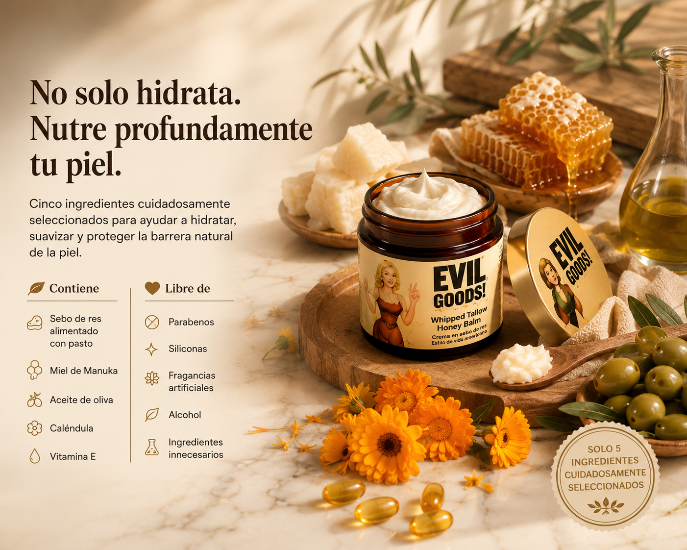 Evil Goods - Bálsamo Nutritivo Premium de Sebo y Miel