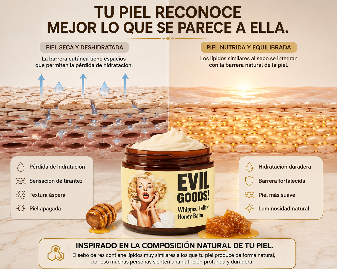 Evil Goods - Bálsamo Nutritivo Premium de Sebo y Miel