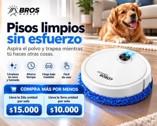 Clean Robot Limpiador Con Mopa Recargable - Limpieza práctica con un solo botón