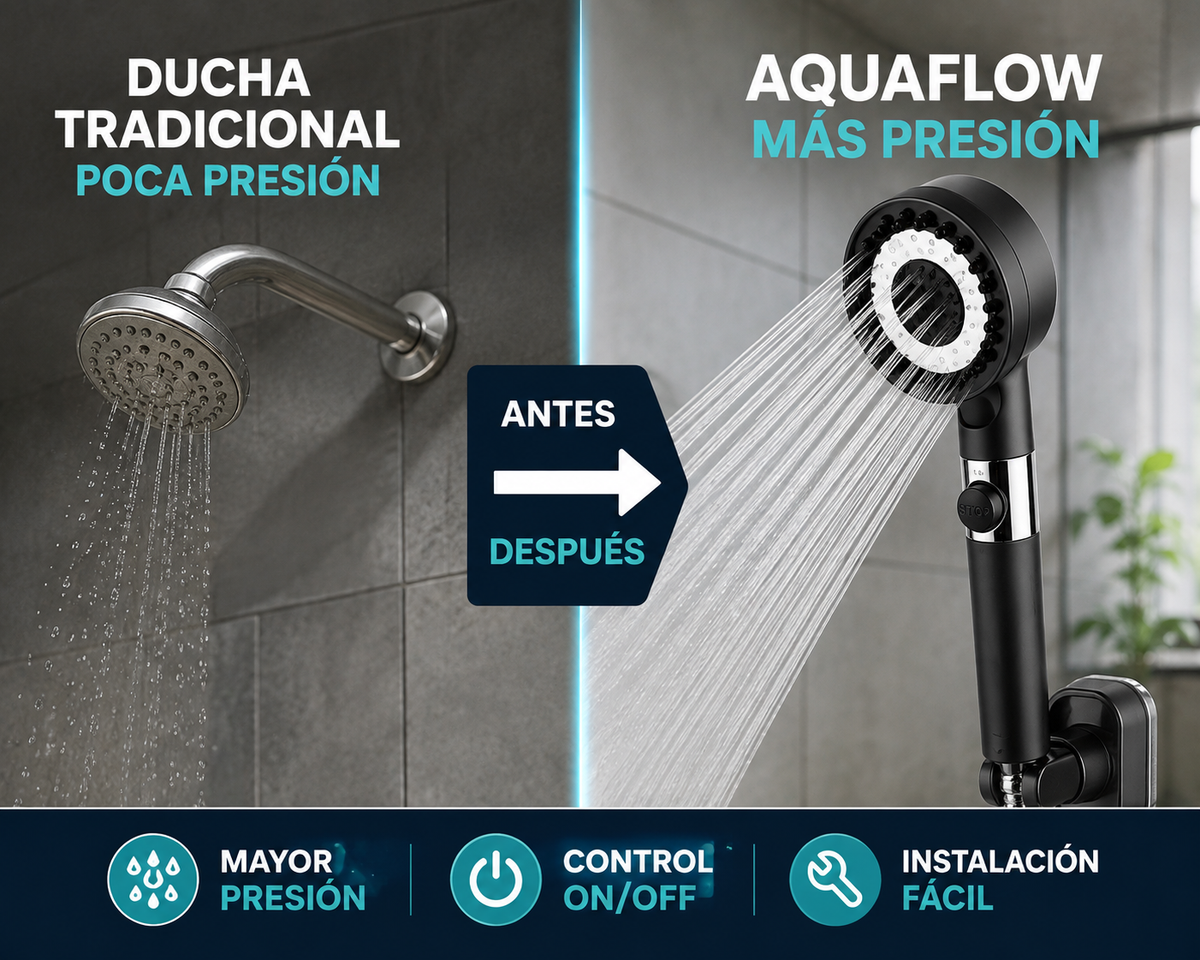 AquaFlow Cabezal de Ducha Masajeadora - Convierte tu ducha en un momento de relax