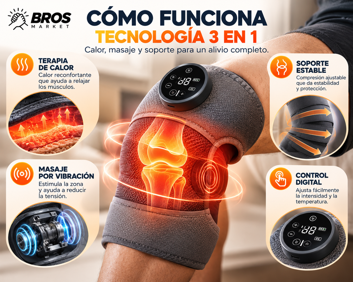 ThermaFlex Rodillera Térmica Masajeadora con Calor - Calidez y masaje donde y cuando lo necesites