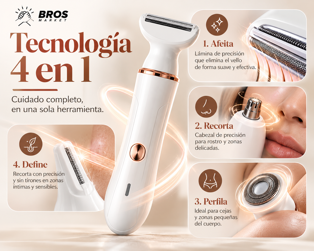 SilkTouch Máquina Afeitar Electrica 4 en 1 - Un solo kit para tu cuidado diario