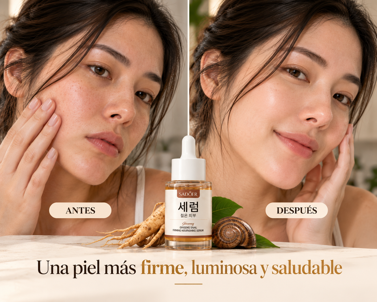 Sérum Facial de Caracol y Ginseng - Reafirmante e Hidratación Intensa