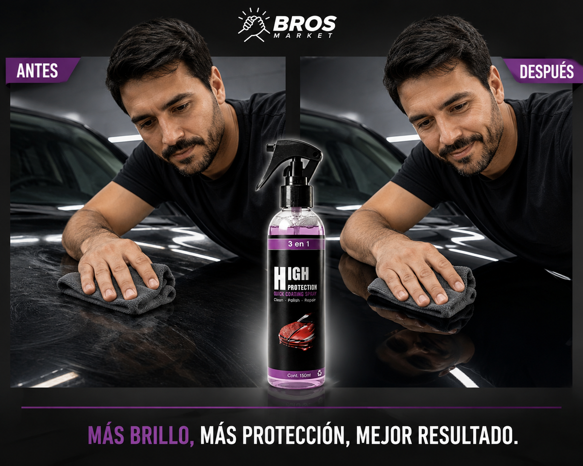NexaShine Cera en spray 3 en 1 para autos  - Brillo intenso y protección duradera