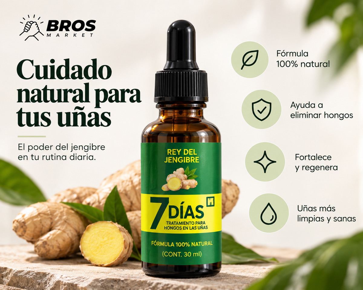 Tónico Antifúngico de Jengibre 7 Days - Uñas más fuertes y cuidadas en cada gota