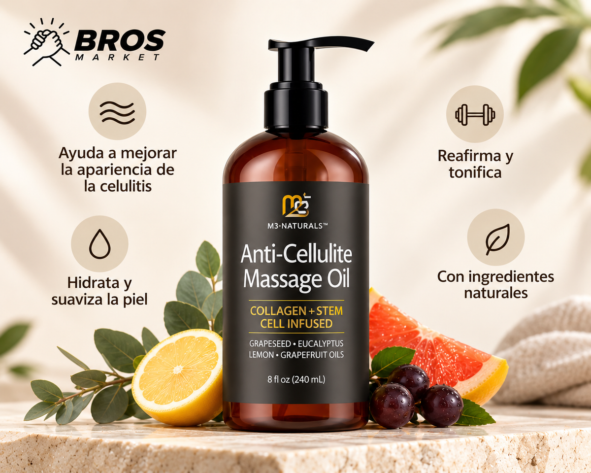 Aceite Masaje Corporal Reafirmante M3 Naturals - Piel más suave y de aspecto firme