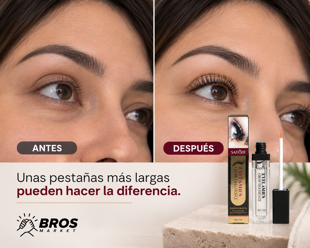Sadoer Sérum Crecimiento Pestañas 7 ml - Pestañas de impacto y cejas perfectas sin extensiones