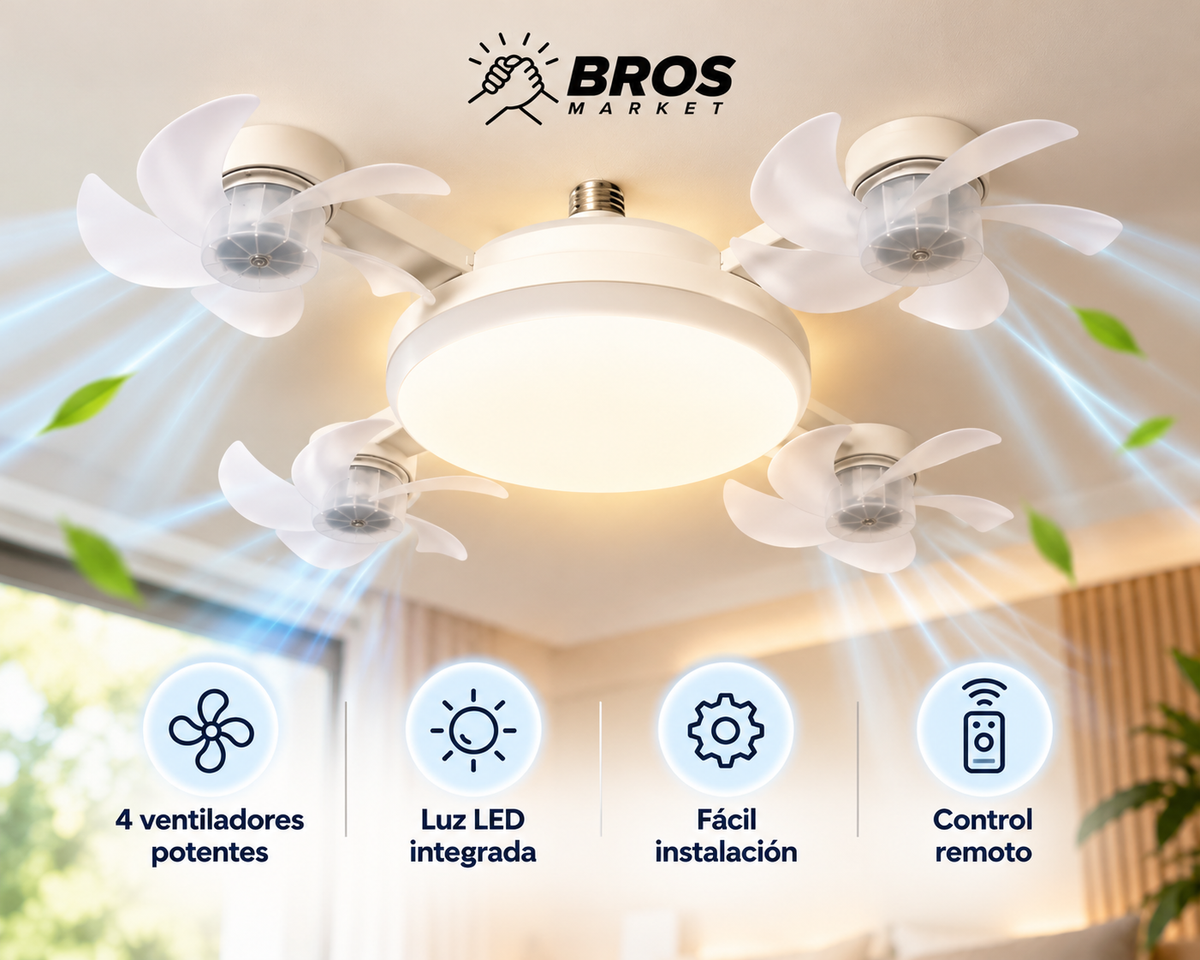 AeroLux Ventilador Inteligente de 4 aspas - Ilumina tu espacio y disfruta la frescura