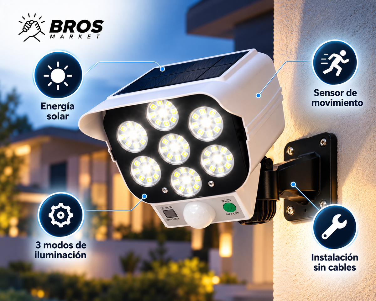 NightCam Foco Solar Tipo Camara - Ilumina tus espacios de noche