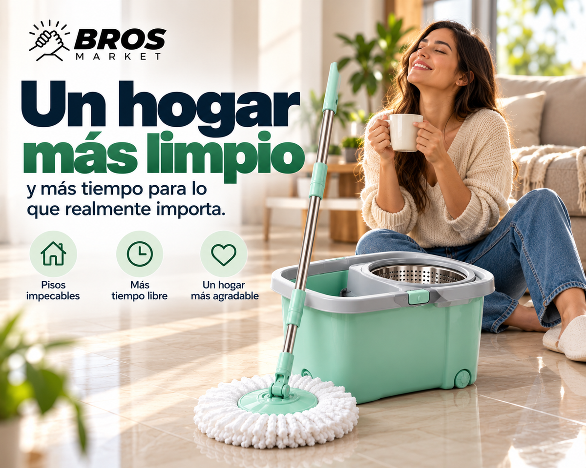 AquaMop Mopa Giratoria 360 con Balde - Pisos limpios en menos tiempo