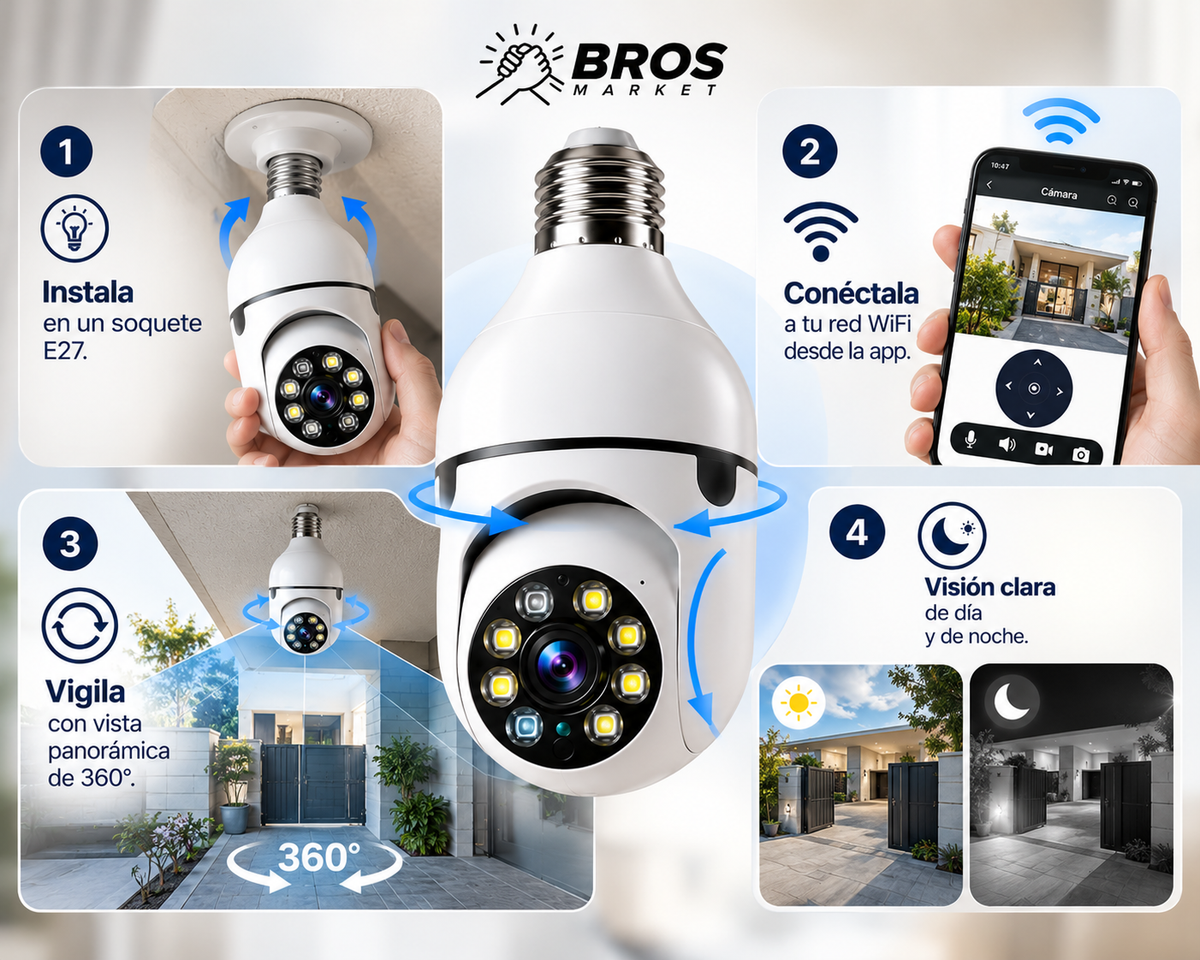 LumiCam - Camara de seguridad tipo Ampolleta - Tu hogar bajo control, estés donde estés