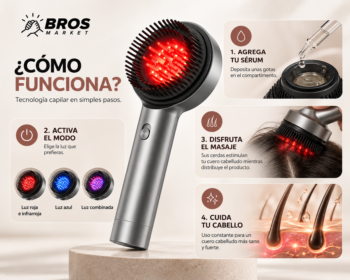 LumiRoot Cepillo Masajeador de Cabello - Revitaliza tu cuero cabelludo