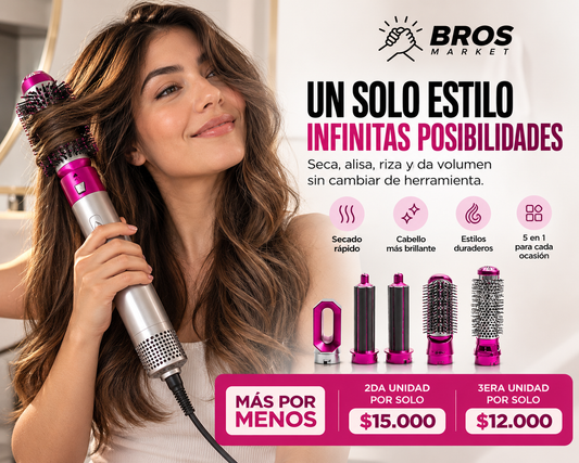 BellaStyle Cepillo Alisador y Secador 5 en 1 - Más volumen, ondas y brillo en tu cabello