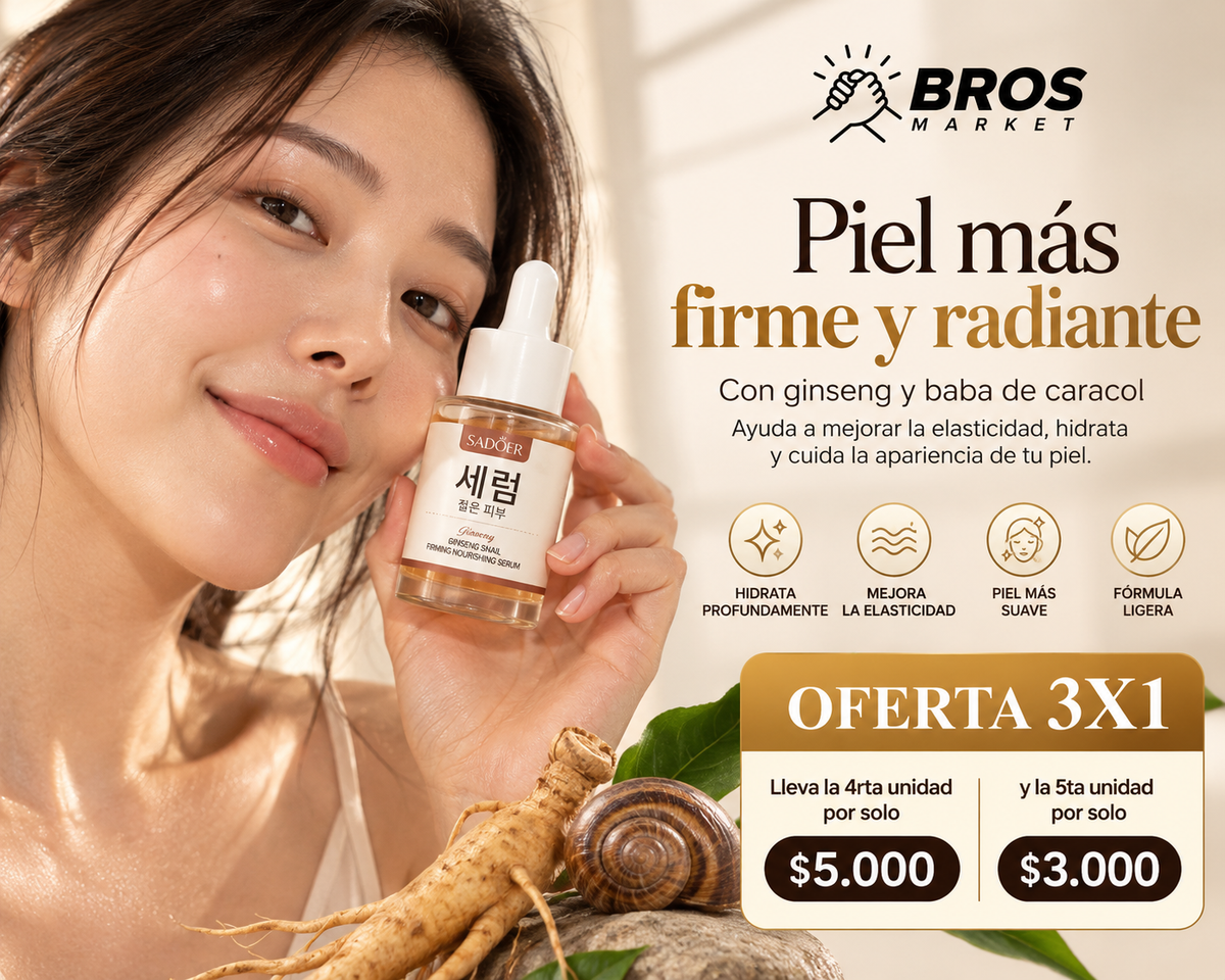 Sérum Facial de Caracol y Ginseng - Reafirmante e Hidratación Intensa