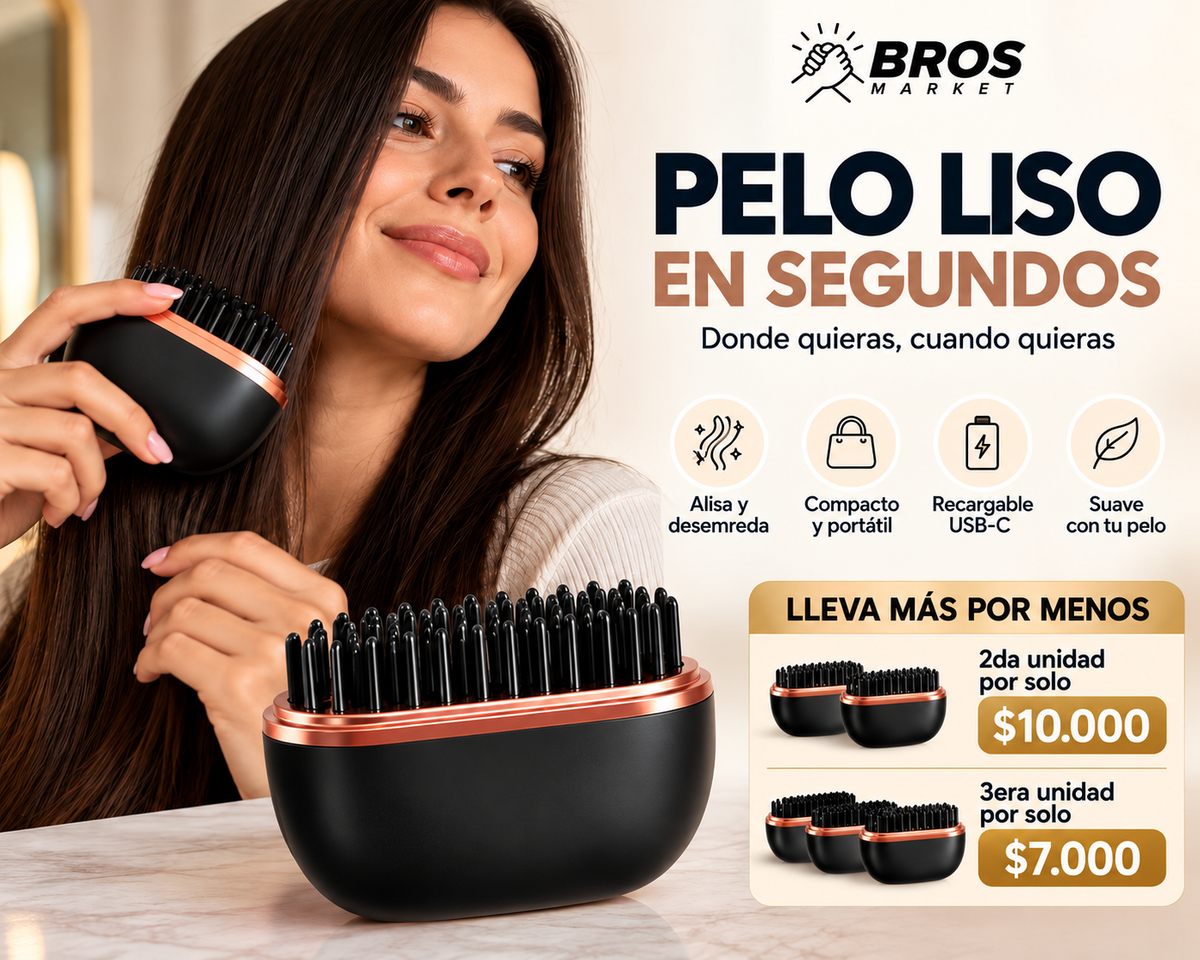 LissiGo Peine Anti-Frizz Portátil Recargable - Alisa tu cabello donde quieras