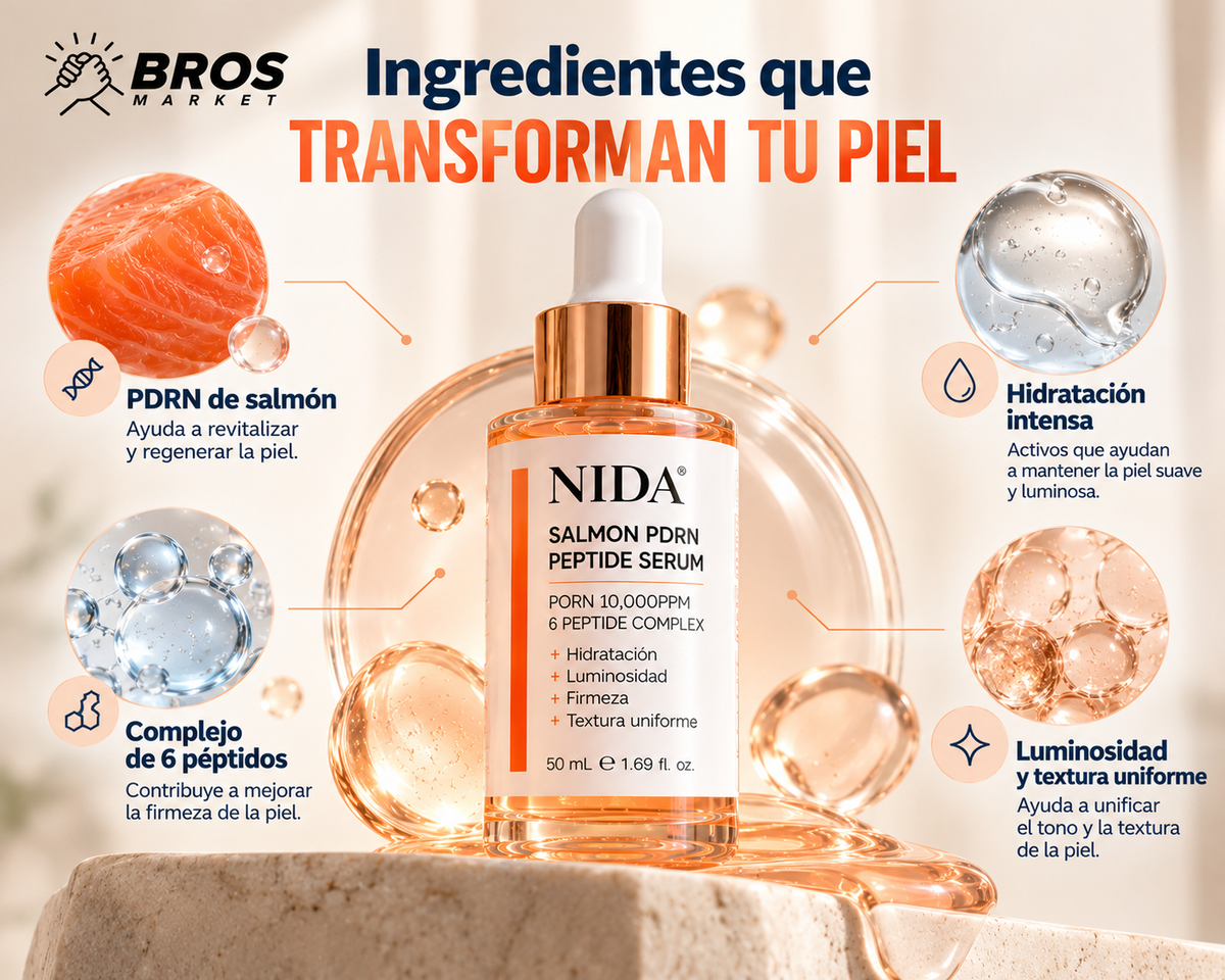 NIDA Suero Facial Peptídico PDRN de Salmón - Piel suave, fresca y revitalizada