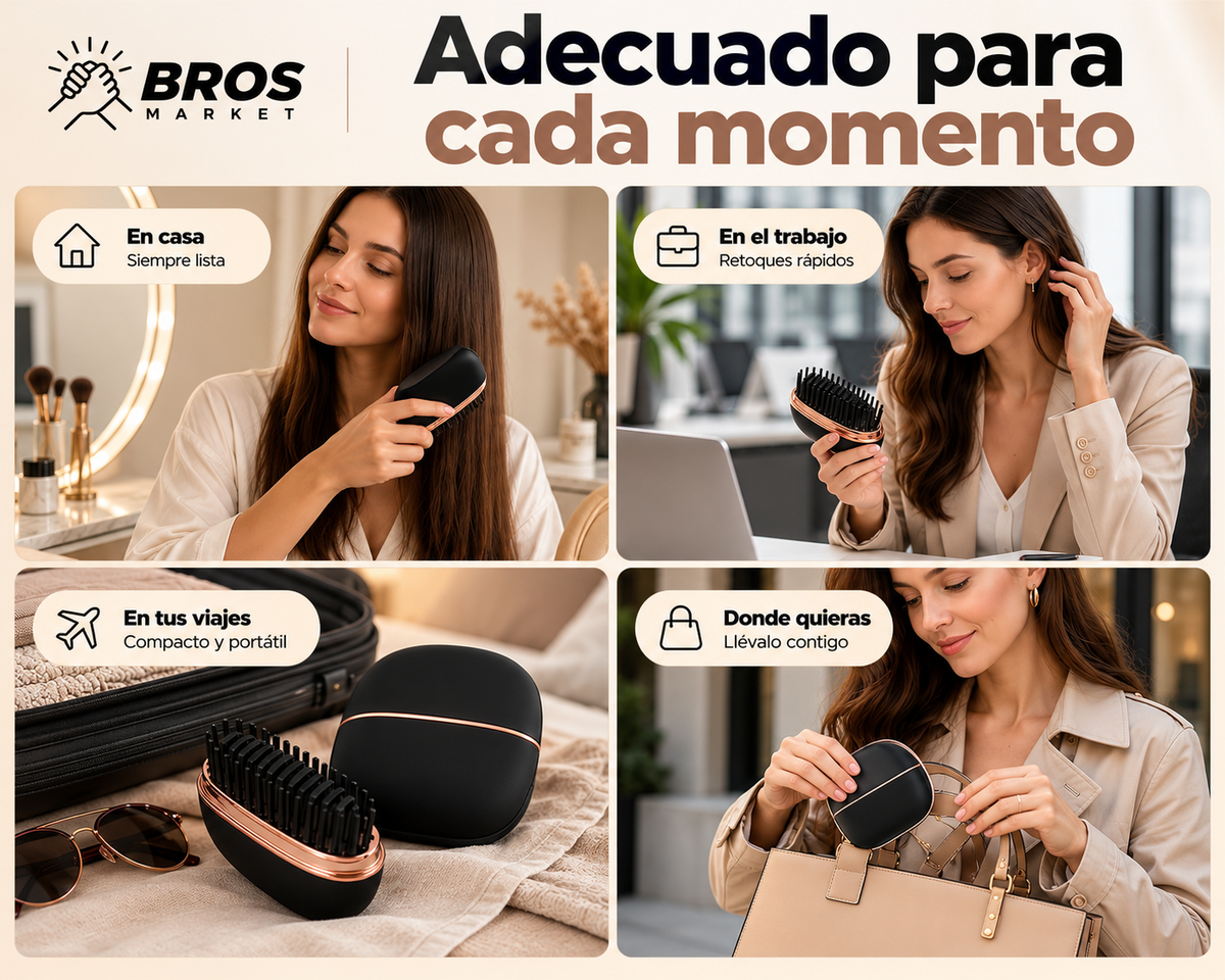 LissiGo Peine Anti-Frizz Portátil Recargable - Alisa tu cabello donde quieras