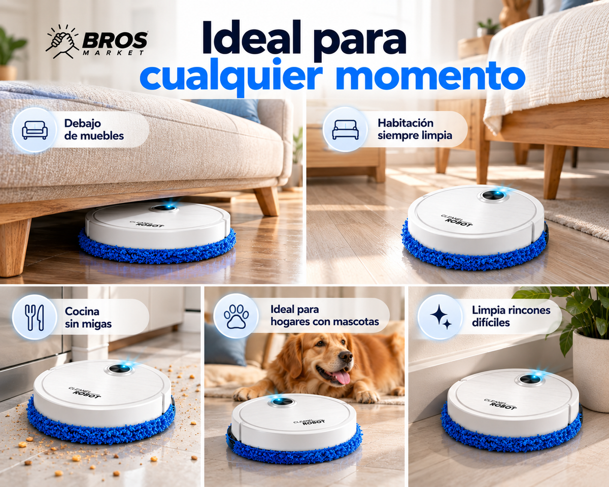 Clean Robot Limpiador Con Mopa Recargable - Limpieza práctica con un solo botón