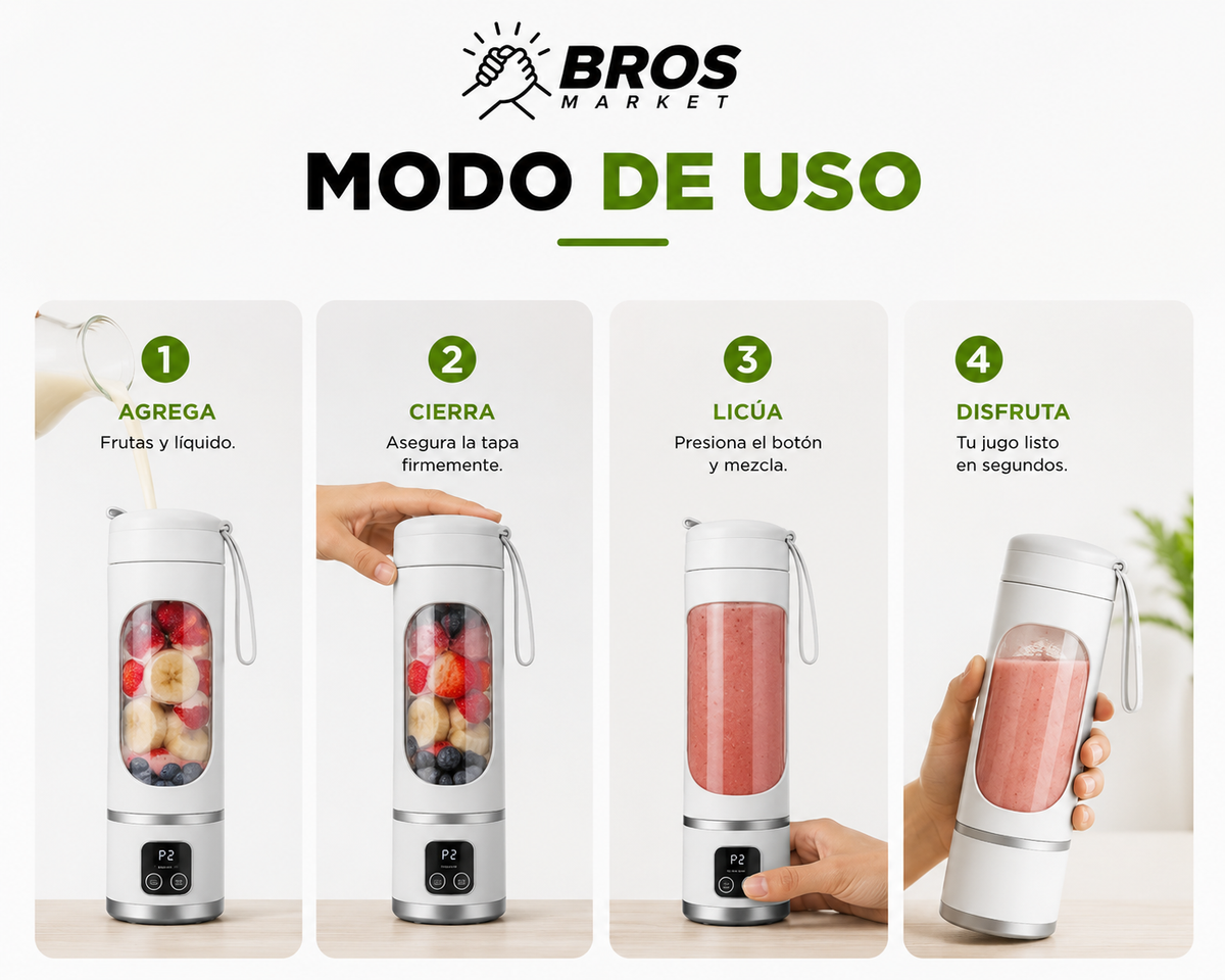 FreshGo Vaso Licuadora Portatil Recargable - Smoothies donde quieras al instante