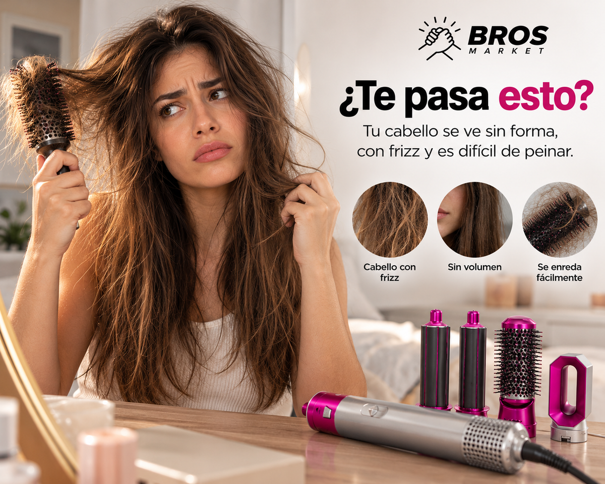 BellaStyle Cepillo Alisador y Secador 5 en 1 - Más volumen, ondas y brillo en tu cabello