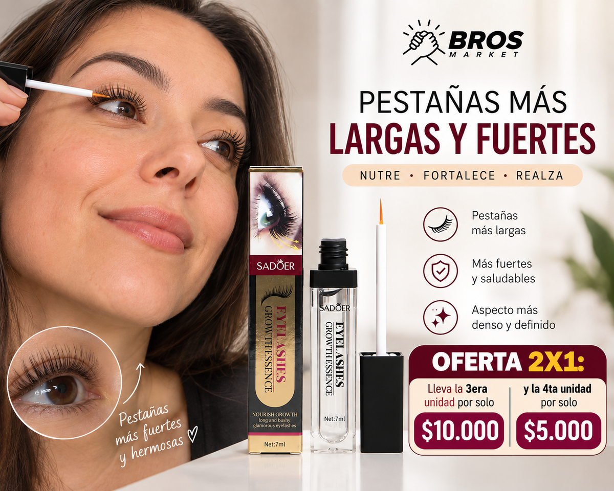 Sadoer Sérum Crecimiento Pestañas 7 ml - Pestañas de impacto y cejas perfectas sin extensiones