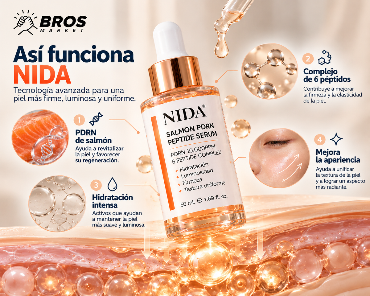 NIDA Suero Facial Peptídico PDRN de Salmón - Piel suave, fresca y revitalizada